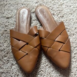 Madewell Brown Woven Leather Mules